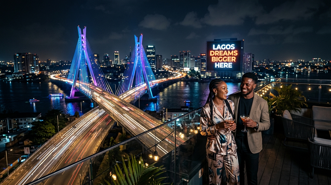Lagos-inspired nighttime city illustration